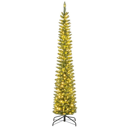 Künstlicher Weihnachtsbaum mit LED-Lichtern, schmaler Weihnachtsbaum, beleuchteter Festbaum, 210 cm