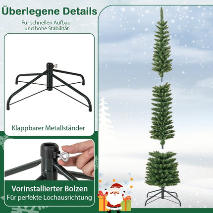 Künstlicher Weihnachtsbaum mit LED-Lichtern, schmaler Weihnachtsbaum, beleuchteter Festbaum, 210 cm