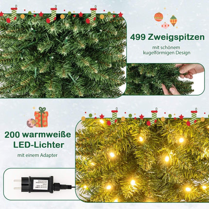 Künstlicher Weihnachtsbaum mit LED-Lichtern, schmaler Weihnachtsbaum, beleuchteter Festbaum, 210 cm
