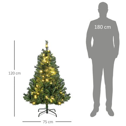 Sapin de Noël artificiel avec LED, 120 cm, vert
