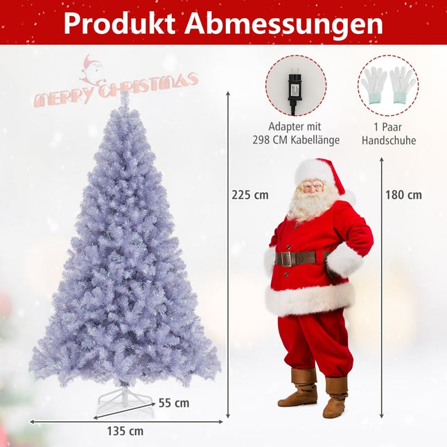 Künstlicher Weihnachtsbaum mit Beleuchtung, 225 cm, Lila, LED