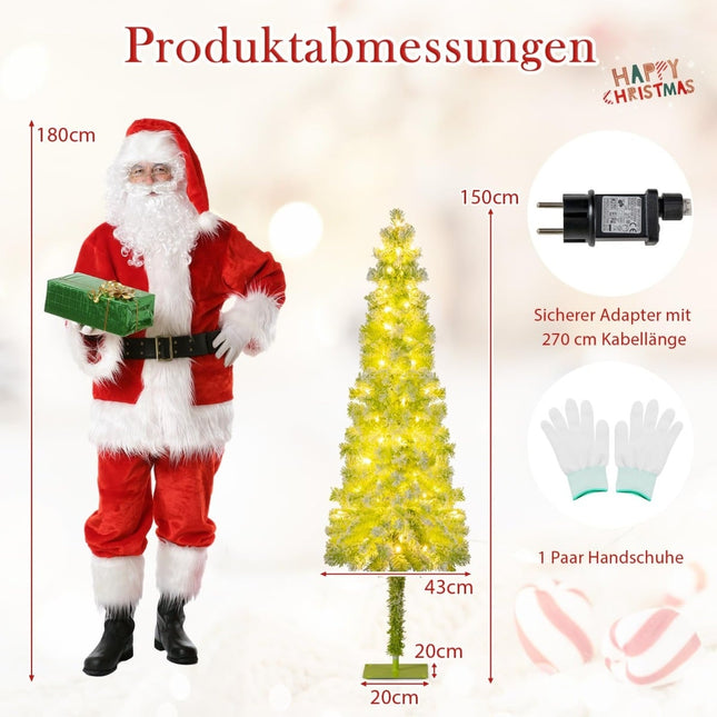 Sapin de Noël artificiel avec lumières et neige, 150 cm
