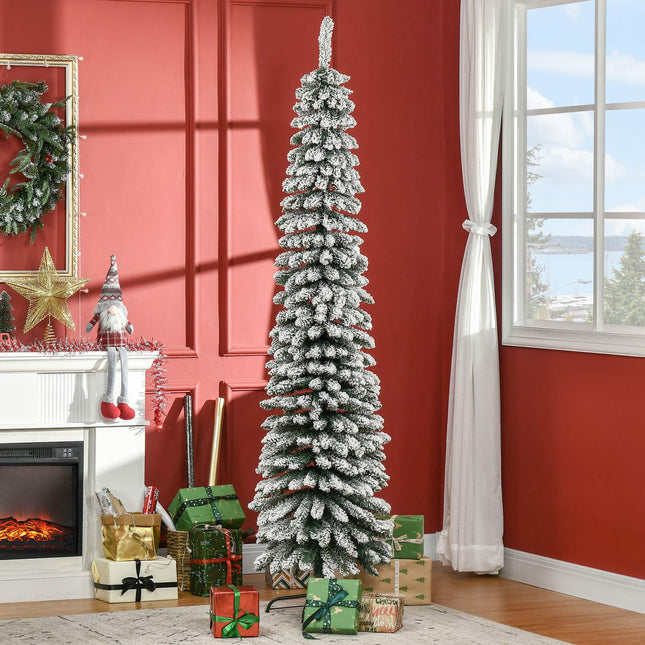 Künstlicher Weihnachtsbaum 210cm mit Schnee und Metallständer