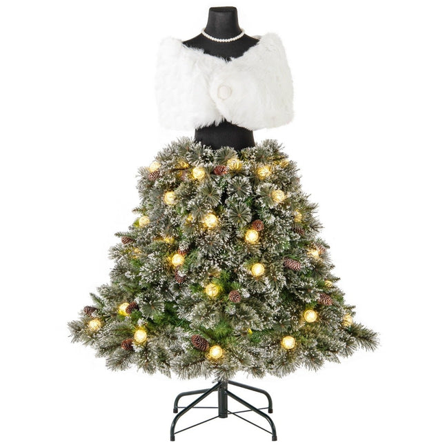 Künstlicher Weihnachtsbaum im Schneiderpuppen-Look mit Schal &amp; Kette &amp; Beleuchtung
