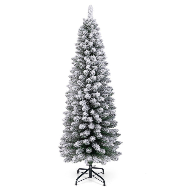 Künstlicher Weihnachtsbaum Bleistift 150 cm Tannenbaum mit Schnee grün