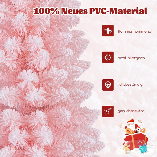 Künstlicher Weihnachtsbaum Bleistift 150 cm Tannenbaum mit Schnee rosa