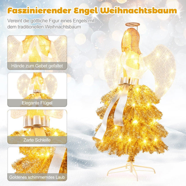 Künstlicher Weihnachtsbaum mit Engelsfigur Weihnachtsdekoration mit warmweißen LED-Lichtern