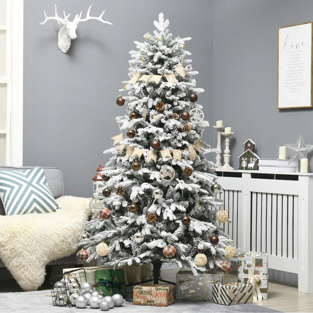 Künstlicher Weihnachtsbaum mit Beleuchtung, 180 cm, Schnee-Effekt
