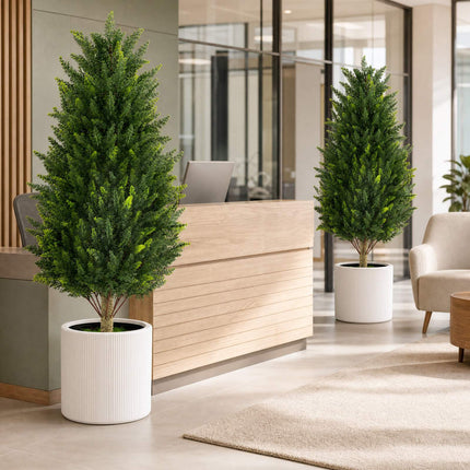 Cyprès artificiel, 92 cm, résistant aux intempéries, lot de 2