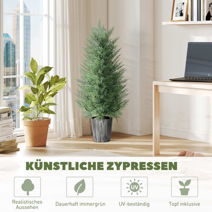 Künstliche Zypressen im 2er-Set, UV-beständig, 81 Blätter