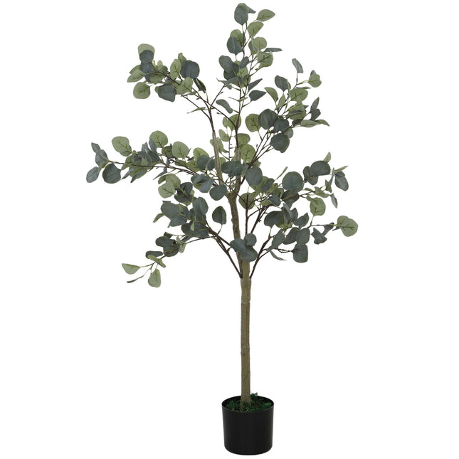 Eucalyptus Artificiel Grande Plante Artificielle 150 cm Plantes Artificielles Eucalyptus en Pot, Arbre Artificiel Comme du Vrai avec Gazon Artificiel, Ciment pour Salon, Chambre, Bureau, Jardin