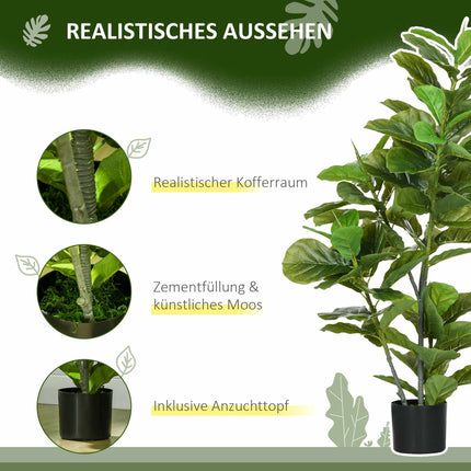 Künstlicher Ficus, 110 cm, 90 Blätter mit Topf