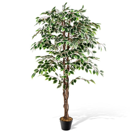 Ficus artificiel, 160 cm, 1008 feuilles, tronc en bois véritable