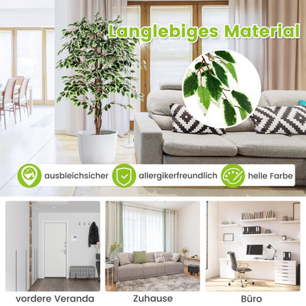 Ficus artificiel, 160 cm, 1008 feuilles, tronc en bois véritable