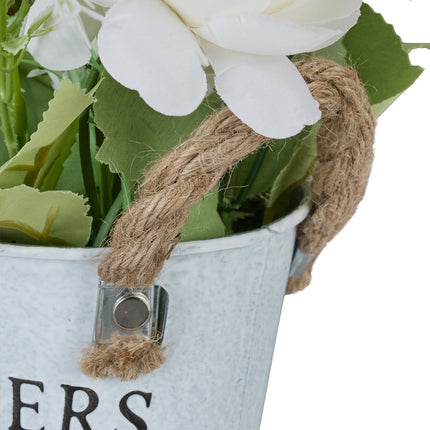 Ensemble de 3 pots de fleurs artificielles blancs avec poignées en corde