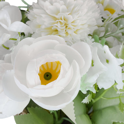 Ensemble de 3 pots de fleurs artificielles blancs avec poignées en corde