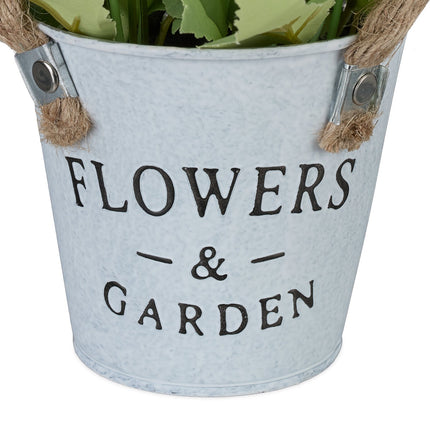 Ensemble de 3 pots de fleurs artificielles blancs avec poignées en corde