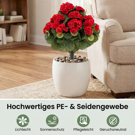 Künstliche Geranien 2er-Set, rot, mit Erdspießen