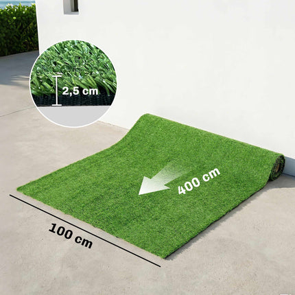 Gazon artificiel 100 x 400 cm, auto-drainant, hauteur 10 mm