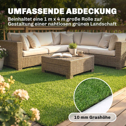 Gazon artificiel 100 x 400 cm, auto-drainant, hauteur 10 mm