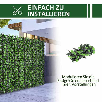 Clôture végétale artificielle pour préserver votre intimité, 300 x 100 cm, vert foncé
