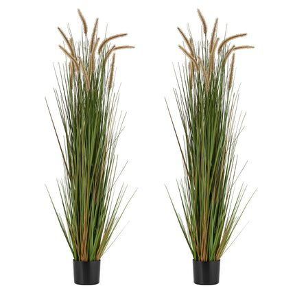 Artificial Horsetail Grass Plants, 2-Pack 5 Ft Potted