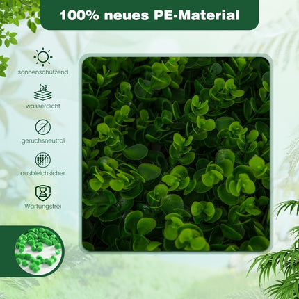 Künstlicher Efeu-Garten-Sichtschutz, Pflanzenwandhecken mit grünem Eukalyptus