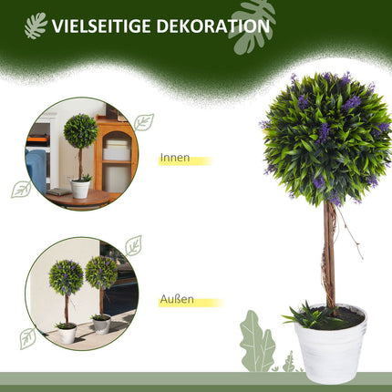 Künstliche Lavendelpflanzen - 60 cm, 2er-Set mit Moostopf