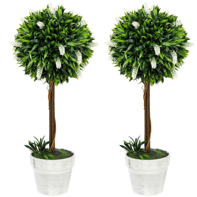 Lavande Artificielle Lot de 2 Grandes Plantes Artificielles de 60 cm, Plantes Artificielles en Pot, Fleur Artificielle en Plastique Comme de vraies pour Salon Chambre Bureau Jardin Décoration Moderne