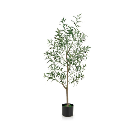 Künstlicher Olivenbaum, 130 cm, mit Zementtopf, 2er-Pack