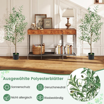 Künstlicher Olivenbaum, 130 cm, 2er-Set mit Zementtopf