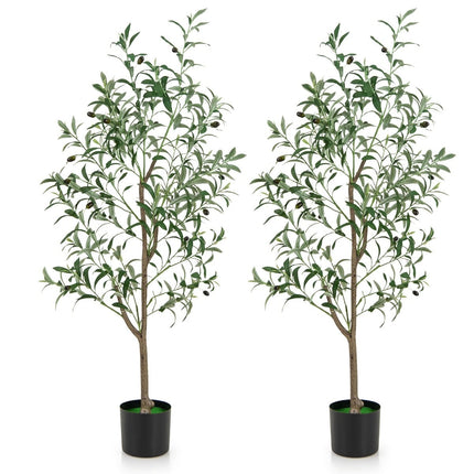 Künstlicher Olivenbaum, 130 cm, 2er-Set mit Zementtopf