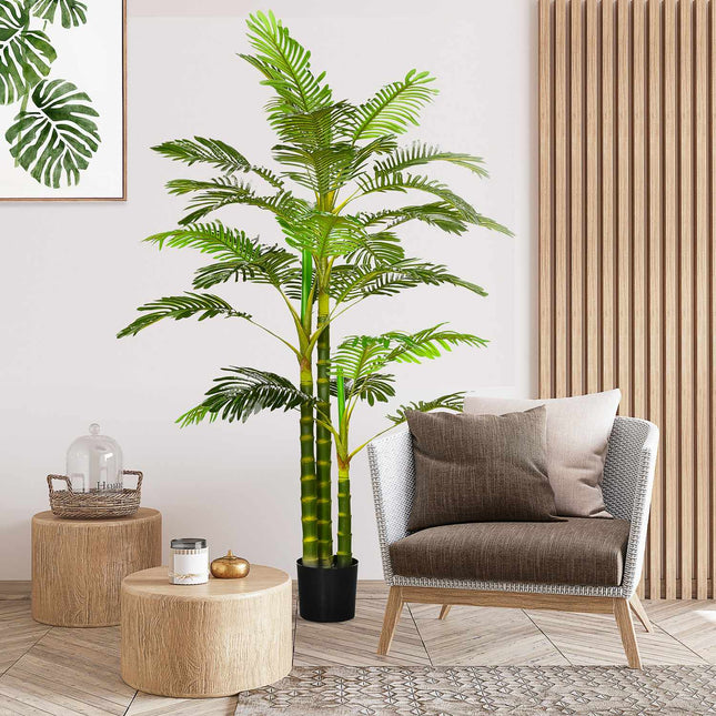 Palmier Artificiel 190 cm Plante Artificielle, Plantes Artificielles en Plastique en Pot Palmier Artificiel, Fausse Plante pour Salon Chambre Bureau Jardin Décoration Moderne Cadeau