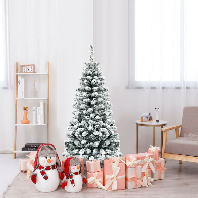Sapin de Noël artificiel en forme de crayon, 1,37 m, floqué de neige ; non illuminé