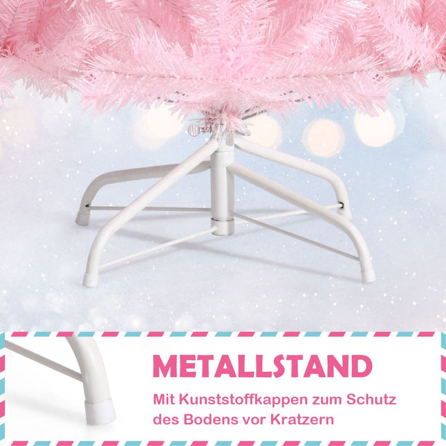 Sapin de Noël artificiel rose 180 cm, support en métal