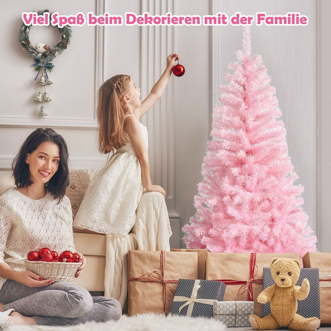 Sapin de Noël artificiel rose 180 cm, support en métal