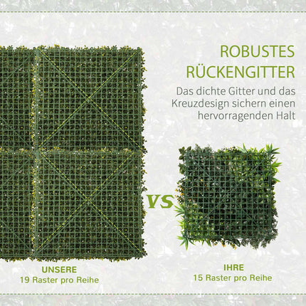 Künstliche Pflanzenwand-Set – UV-Schutz, 50x50cm, 12 Paneele