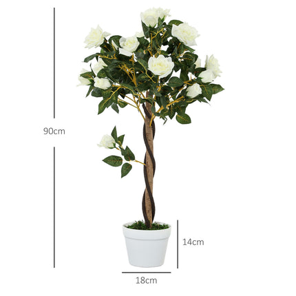 Plante artificielle en pot de ciment - Blanc, 90 cm, lot de 2
