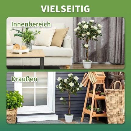 Plante artificielle en pot de ciment - Blanc, 90 cm, lot de 2