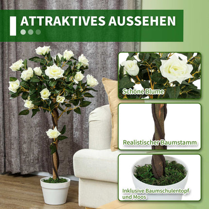 Plante artificielle en pot de ciment - Blanc, 90 cm, lot de 2