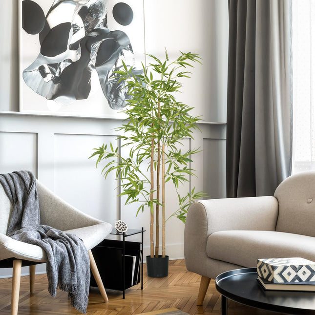 Plantes artificielles, bambou artificiel, plante artificielle de 180 cm avec 830 feuilles, plante d'intérieur, arbre artificiel, décoration végétale pour intérieur, vert
