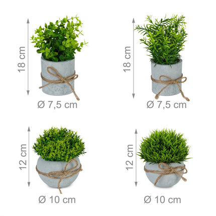Ensemble de plantes artificielles, petites décorations en plastique en pots