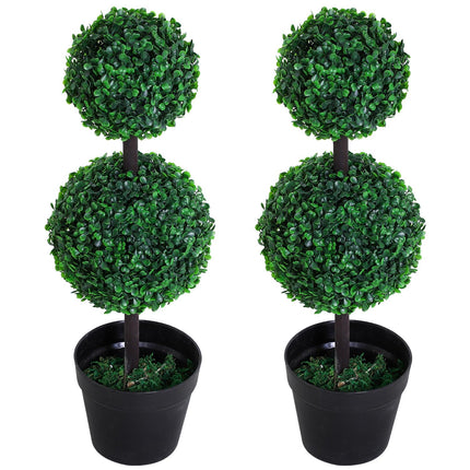 Set of 2 large 67 cm artificial trees with 2 balls