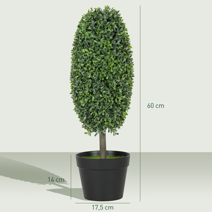 Lot de 2 plantes artificielles, résistantes aux UV, 60 cm de hauteur