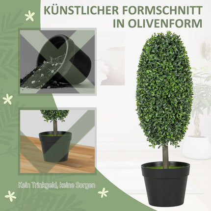 Lot de 2 plantes artificielles, résistantes aux UV, 60 cm de hauteur