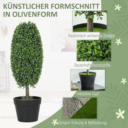 Lot de 2 plantes artificielles, résistantes aux UV, 60 cm de hauteur