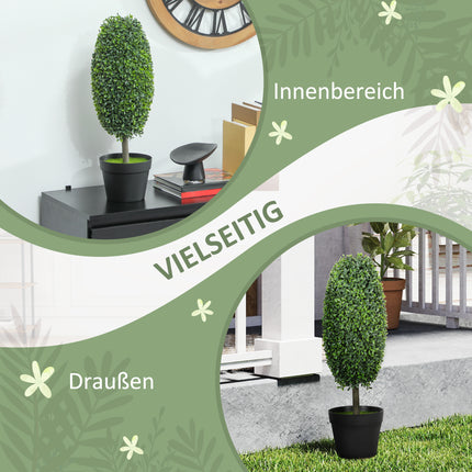 Lot de 2 plantes artificielles, résistantes aux UV, 60 cm de hauteur