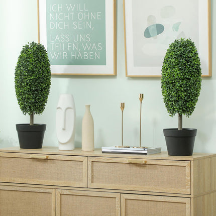 Lot de 2 plantes artificielles, résistantes aux UV, 60 cm de hauteur