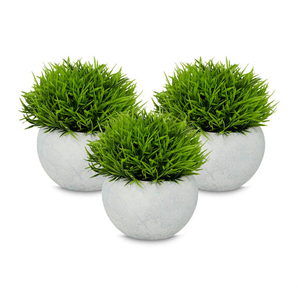 Lot de 3 plantes artificielles en pots en béton gris