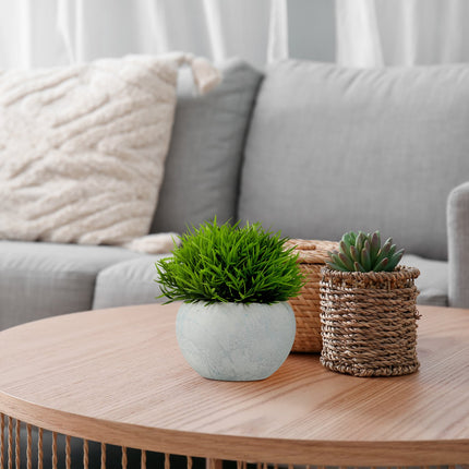 Lot de 3 plantes artificielles en pots en béton gris